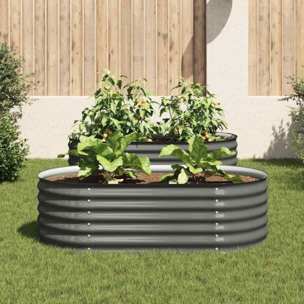 Garden Raised Bed 160x80x44 cm Galvanised Steel Grey