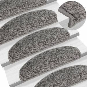 Stair Mats 15 pcs 65x21x4 cm Grey Half Round Large