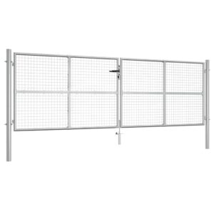 Garden Gate Galvanised Steel 400x125 cm Silver