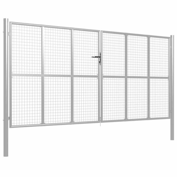 Garden Gate Galvanised Steel 400x175 cm Silver