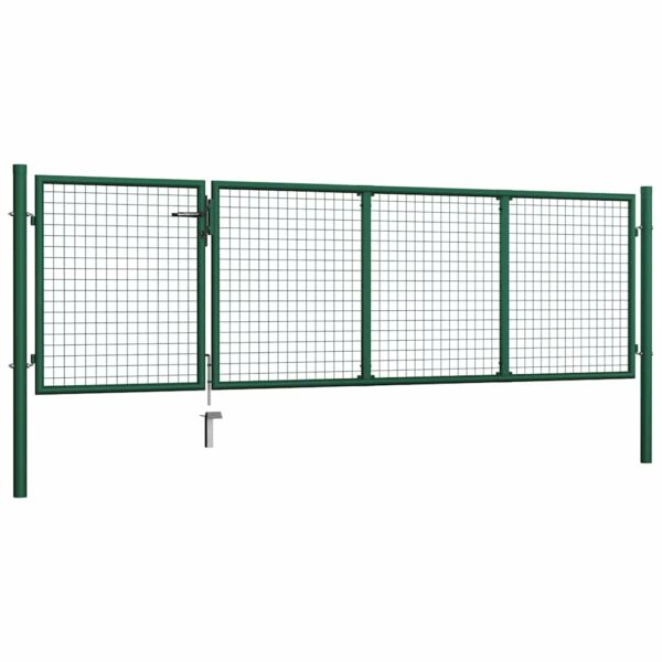 Garden Gate Steel 350x100 cm Green