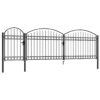 Garden Fence Gate with Arched Top Steel 1.75x5 m Black