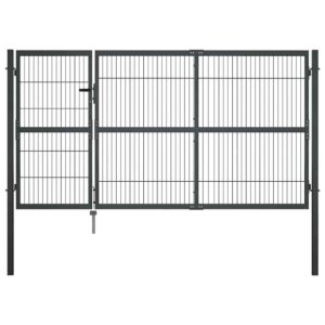 Garden Gate with Posts Steel 350x140 cm Anthracite