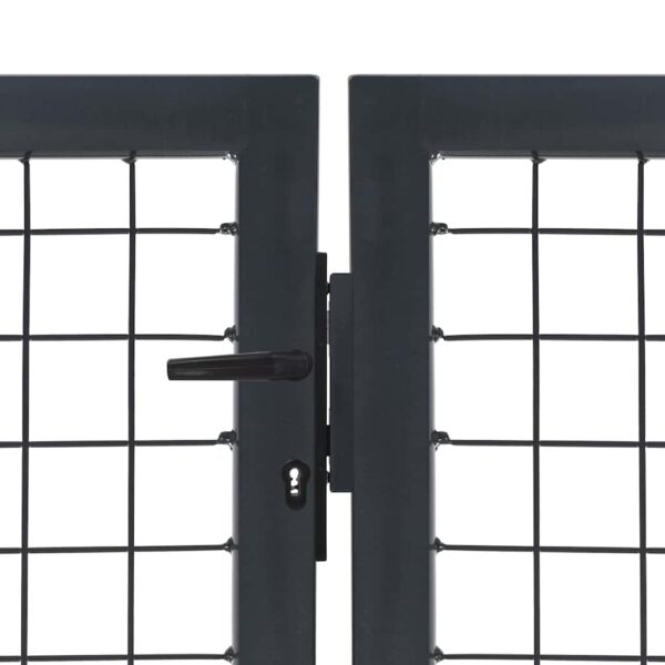 Garden Gate with Posts Steel 350x140 cm Anthracite