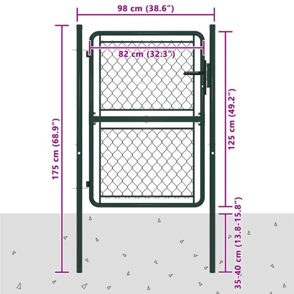 Garden Gate Steel 100x125 cm Green