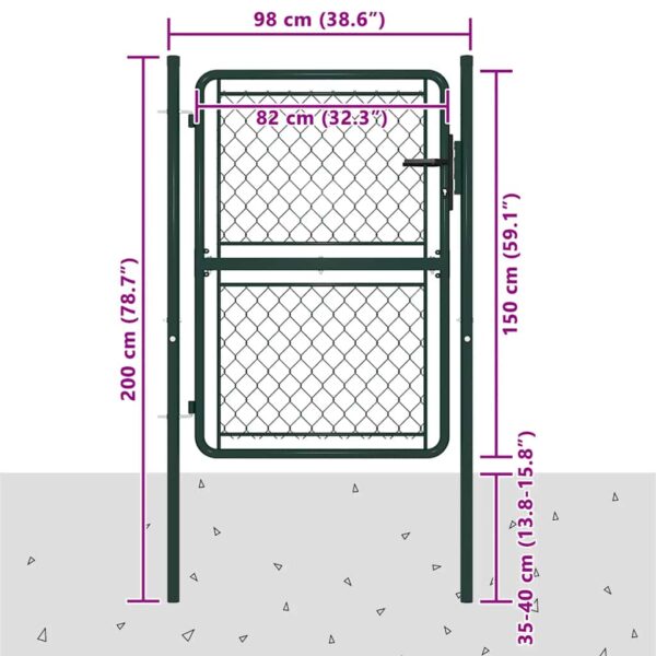 Garden Gate Steel 100x150 cm Green
