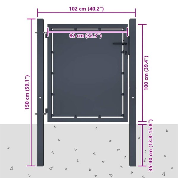 Garden Gate Steel 100x100 cm Anthracite