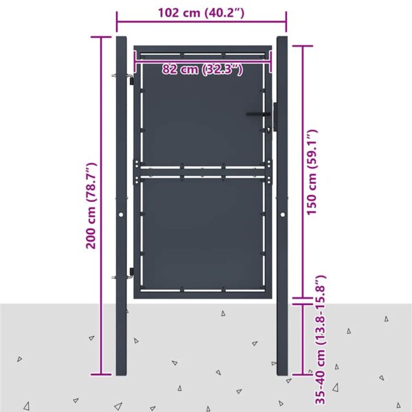 Garden Gate Steel 100x150 cm Anthracite