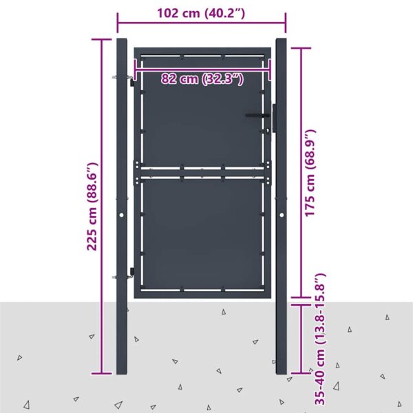 Garden Gate Steel 100x175 cm Anthracite