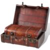 Wooden Treasure Chest 2 pcs Vintage Brown
