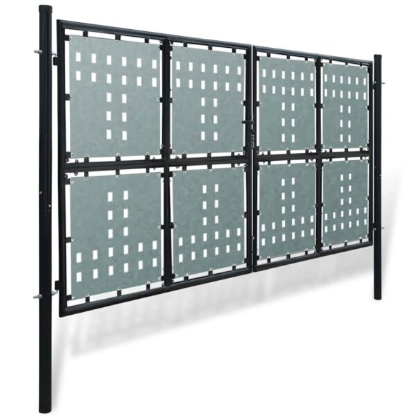 Black Single Door Fence Gate 300x150 cm