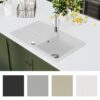 Granite Kitchen Sink Single Basin with Drainer Reversible White