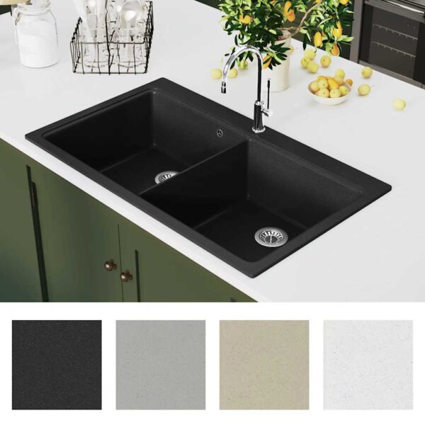 8718475941439_g_en_hd_1.jpg Overmount Kitchen Sink Double Basin Granite Black