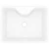 Ceramic Bathroom Sink Basin with Faucet Hole White Square