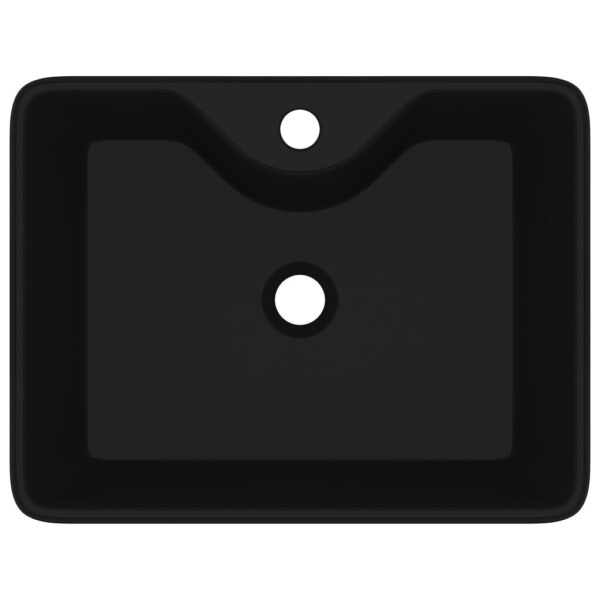 Ceramic Bathroom Sink Basin with Faucet Hole Black Square
