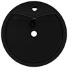 Ceramic Bathroom Sink Basin Faucet/Overflow Hole Black Round