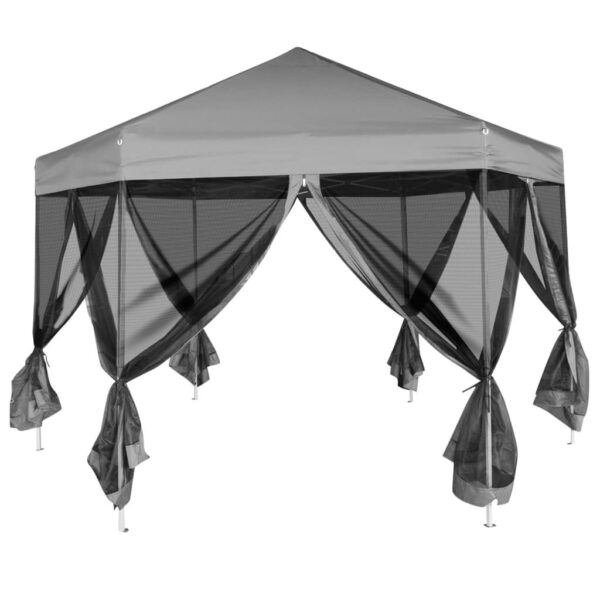 8718475973676_g_en_hd_2.jpg Hexagonal Pop-Up Marquee with 6 Sidewalls Grey 3.6x3.1 m