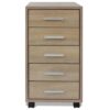 Office Drawer Unit with Castors 5 Drawers Oak