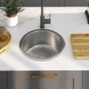 Kitchen Sink with Strainer and Trap Stainless Steel