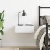 Floating Nightstand White 40x30x15cm Engineered Wood