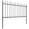 Garden Fence with Hoop Top Steel 1603.5x100 cm Black