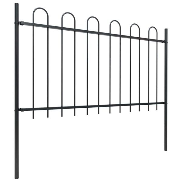 Garden Fence with Hoop Top Steel 1603.5x100 cm Black