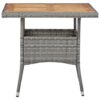 Outdoor Dining Table Grey Poly Rattan and Solid Acacia Wood