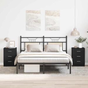 Bedside Cabinets 2 pcs Black 38x35x56 cm Engineered Wood