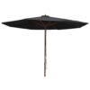 Garden Parasol with Wooden Pole 350 cm Black