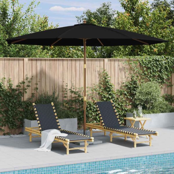 Garden Parasol with Wooden Pole 350 cm Black