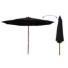 Garden Parasol with Wooden Pole 350 cm Black