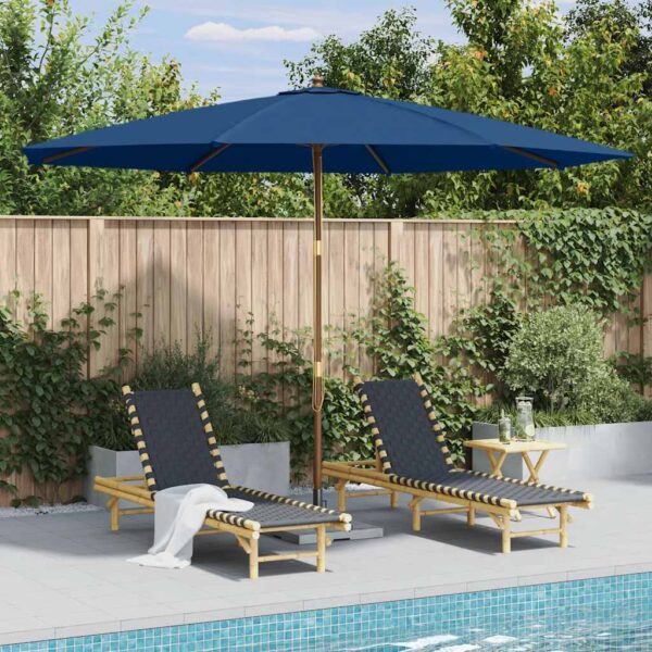Garden Parasol with Wooden Pole 350 cm Blue