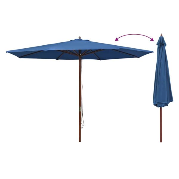 Garden Parasol with Wooden Pole 350 cm Blue