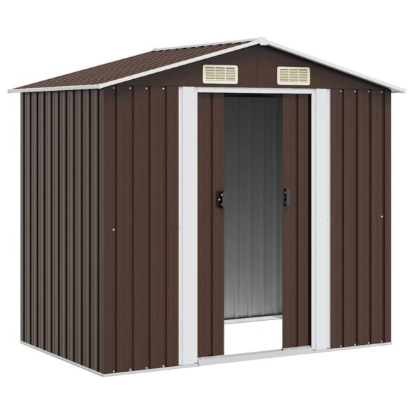 Garden Storage Shed Brown 204x132x186 cm Steel