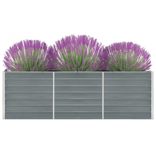 Garden Raised Bed Galvanised Steel 240x40x77 cm Grey