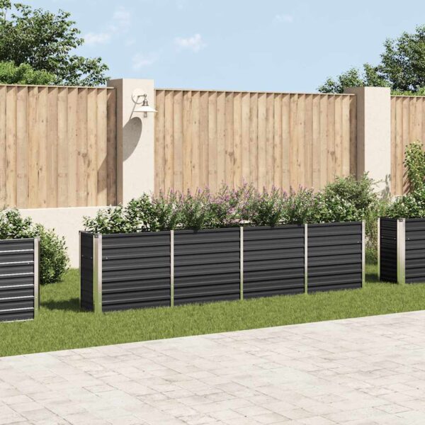 Raised Garden Bed 320x40x77 cm Galvanised Steel Anthracite