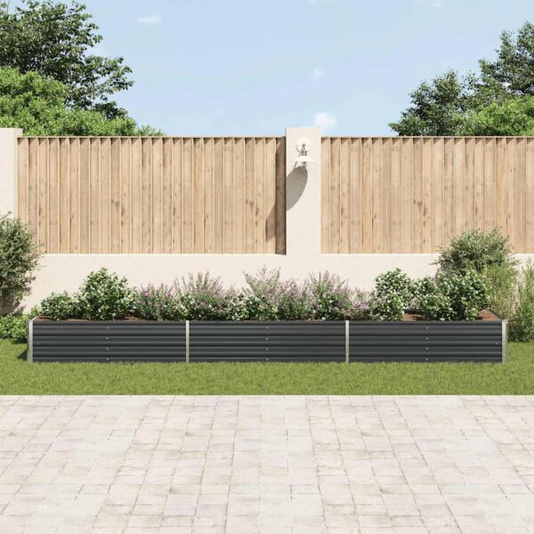 Garden Raised Bed Galvanised Steel 480x80x45 cm Anthracite