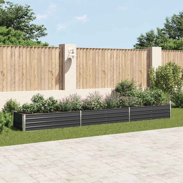 Garden Raised Bed Galvanised Steel 480x80x45 cm Anthracite