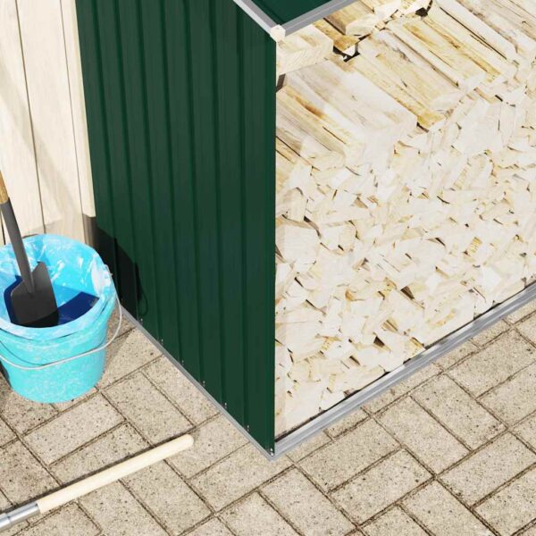 Garden Log Storage Shed Galvanised Steel 330x84x152 cm Green