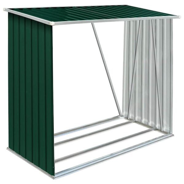 Garden Log Storage Shed Galvanised Steel 163x83x154 cm Green