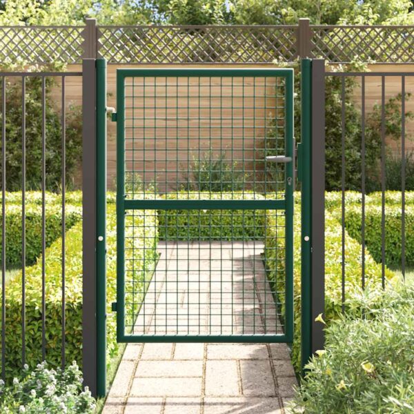 Fence Gate Steel 100x125 cm Green