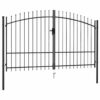8719883769035_a_en_hd_1.jpg Fence Gate Double Door with Spike Top Steel 3x1.75 m Black