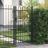 Fence Gate Single Door with Arched Top Steel 1x1.75 m Black