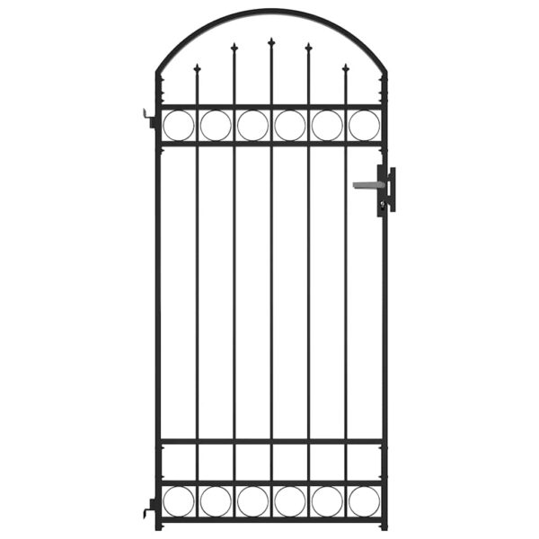 8719883769165_a_en_hd_1.jpg Fence Gate with Arched Top Steel 89x200 cm Black