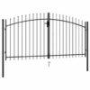 Fence Gate Double Door with Spike Top Steel 3x1.5 m Black