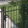 Fence Gate Single Door with Arched Top Steel 1x1.2 m Black