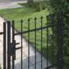 Fence Gate Single Door with Spike Top Steel 1x1 m Black