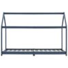 Kids Bed Frame Grey Solid Pine Wood 90x200 cm