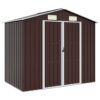 Garden Shed Brown 205x129x183 cm Galvanised Steel