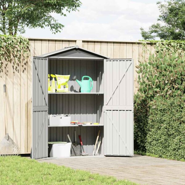 Garden Shed Grey 116x45x175 cm Galvanised Steel
